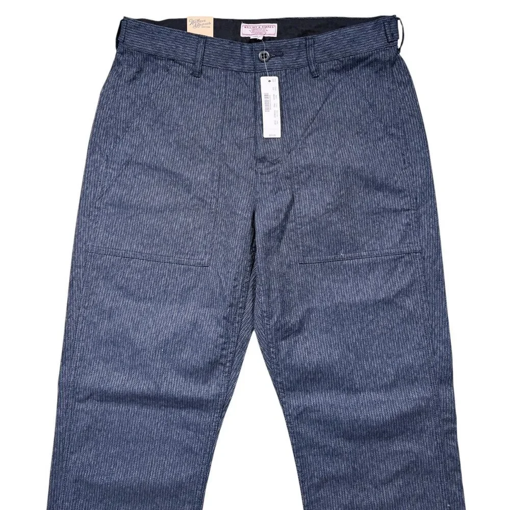 J.Crew Wallace & Barnes Mens 30x30 Officer Pants Blue Stripe Button Fly NWT